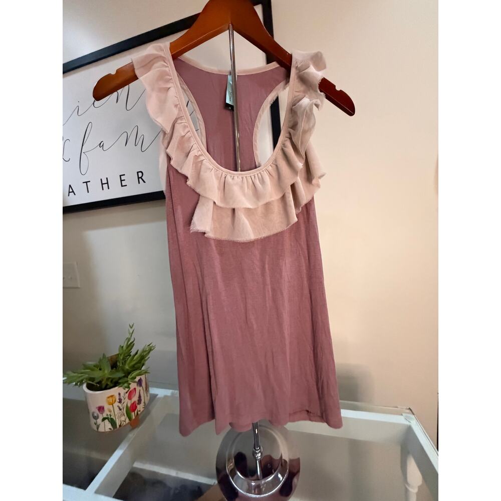 Jaloux Blush Pink Ruffle Tank | Size Medium | Feminine & Flowy